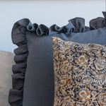 Charcoal Ruffle Pillow Cover 3 - PILLOWS - linen - cool Rug & Weave Pillows