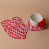 Gingham Heart Coaster Rug & weave