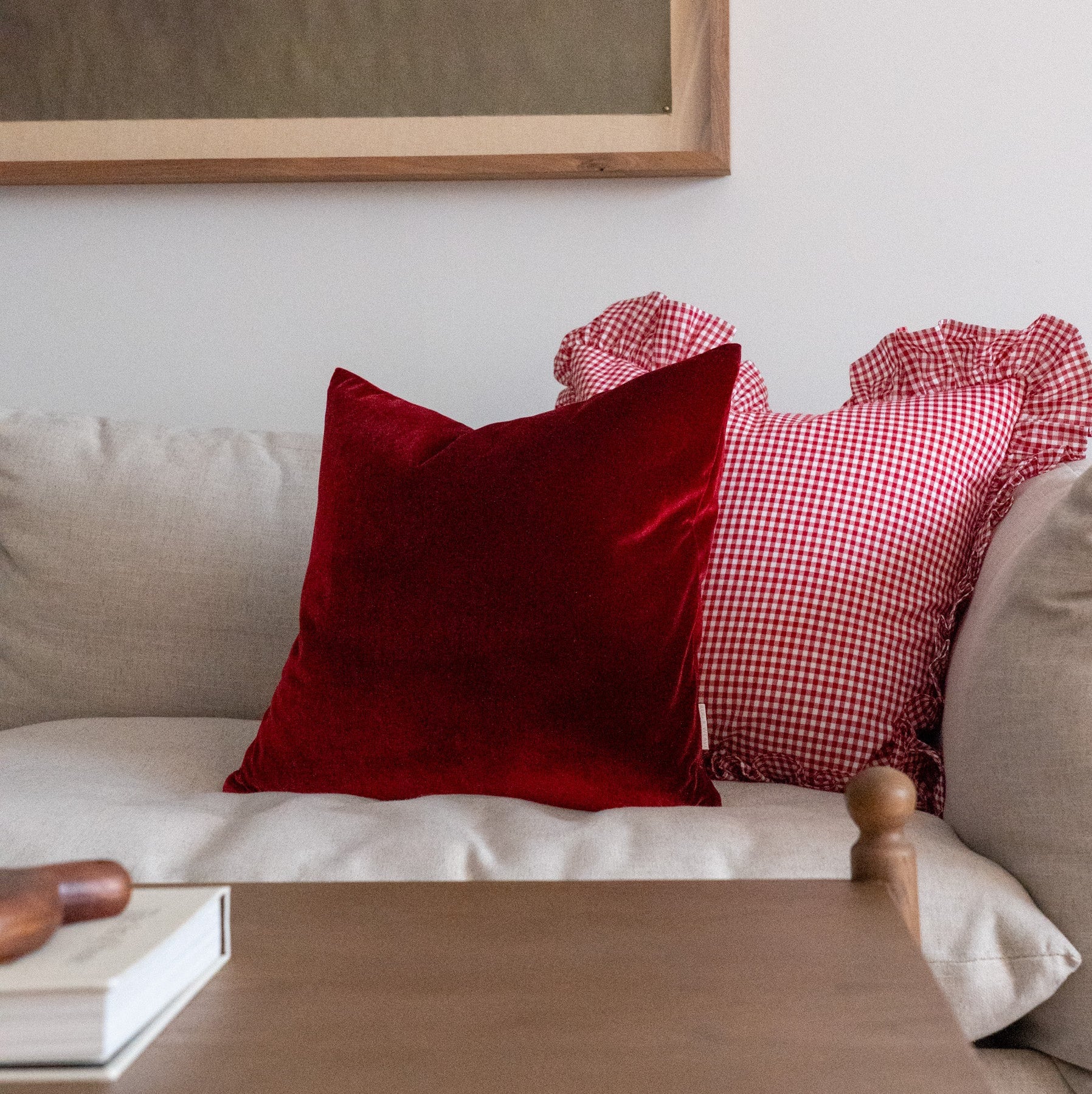 Red Gingham Ruffle Pillow Cover 3 - PILLOWS - essentials - cool Rug & Weave Pillows