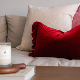 Red Velvet Ruffle Pillow Cover 2 - PILLOWS - essentials - warm Rug and Weave Pillows