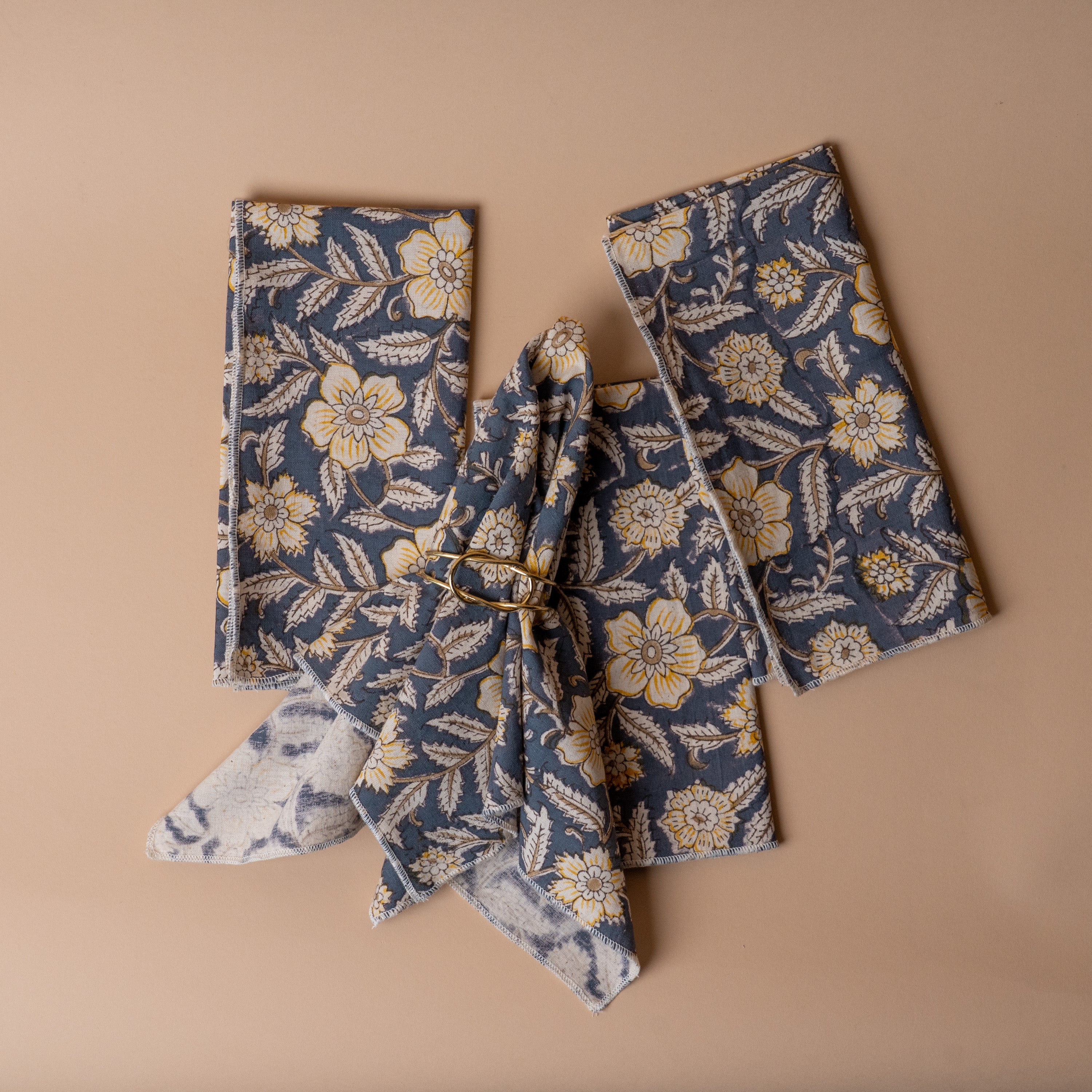 Block Print Cotton Napkins - set of 4 napkin set ORNA HOUSE