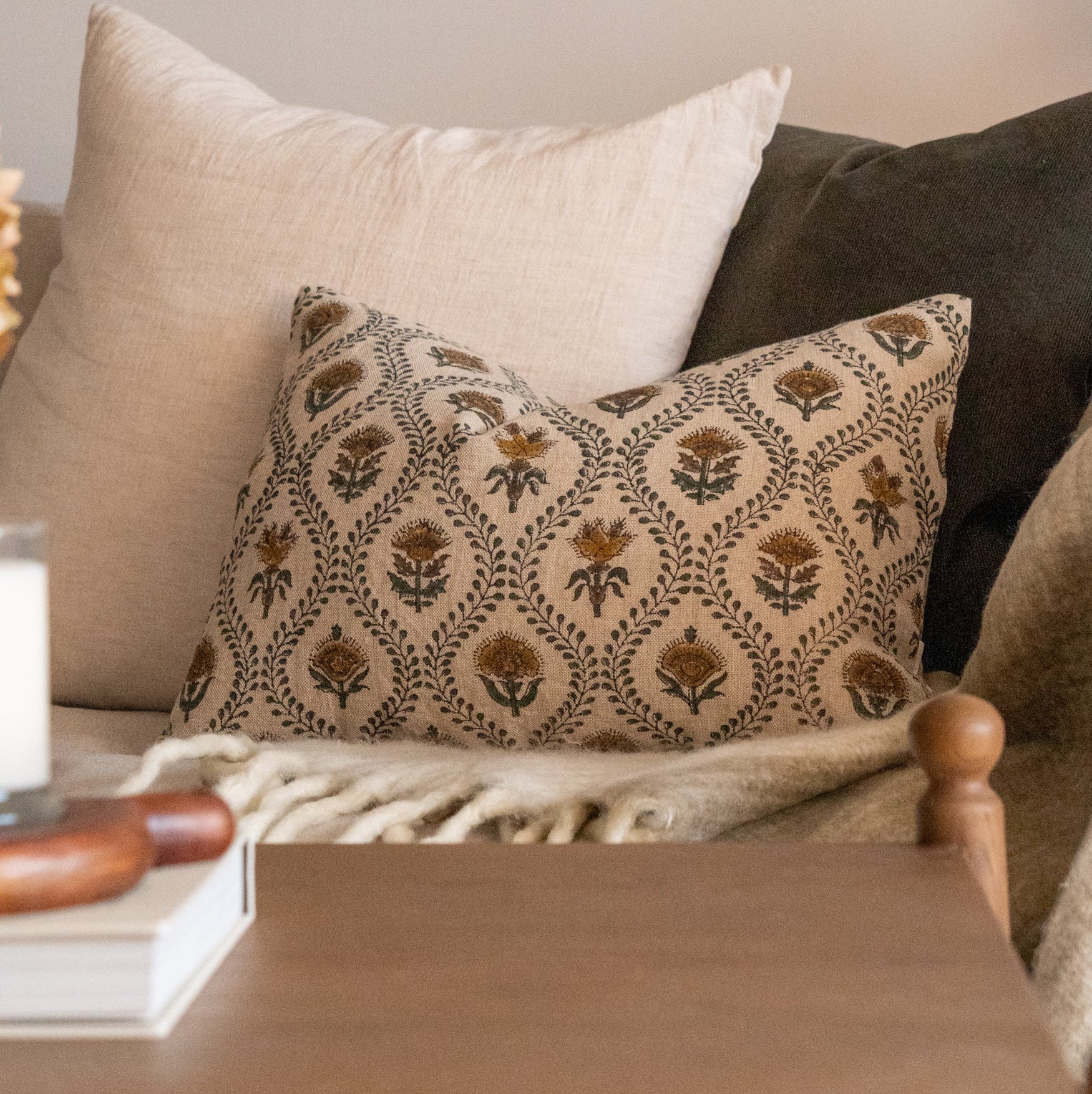 Noreen Block Print Pillow Cover - Double Sided 1-PILLOWS - block print - warm Rug & Weave Pillows