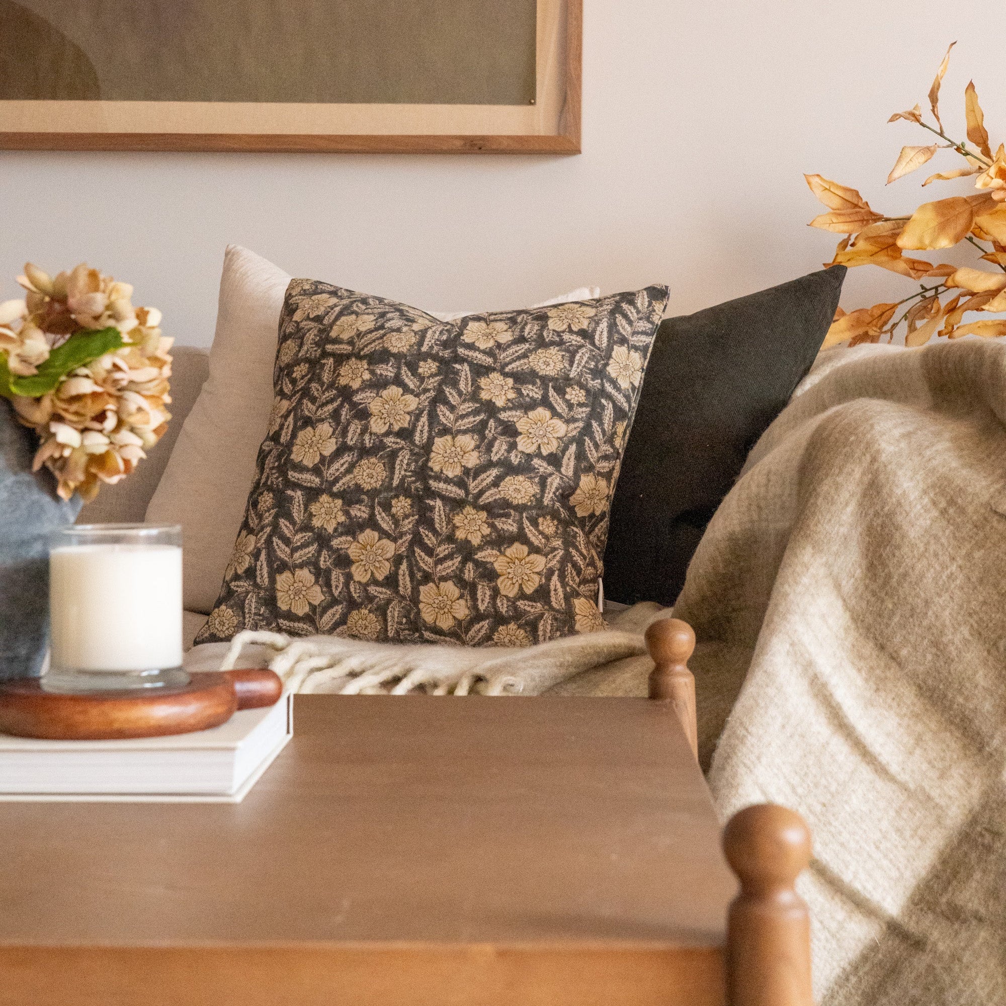 Greta Block Print Pillow Cover 1-PILLOWS - block print - warm Rug & Weave Pillows
