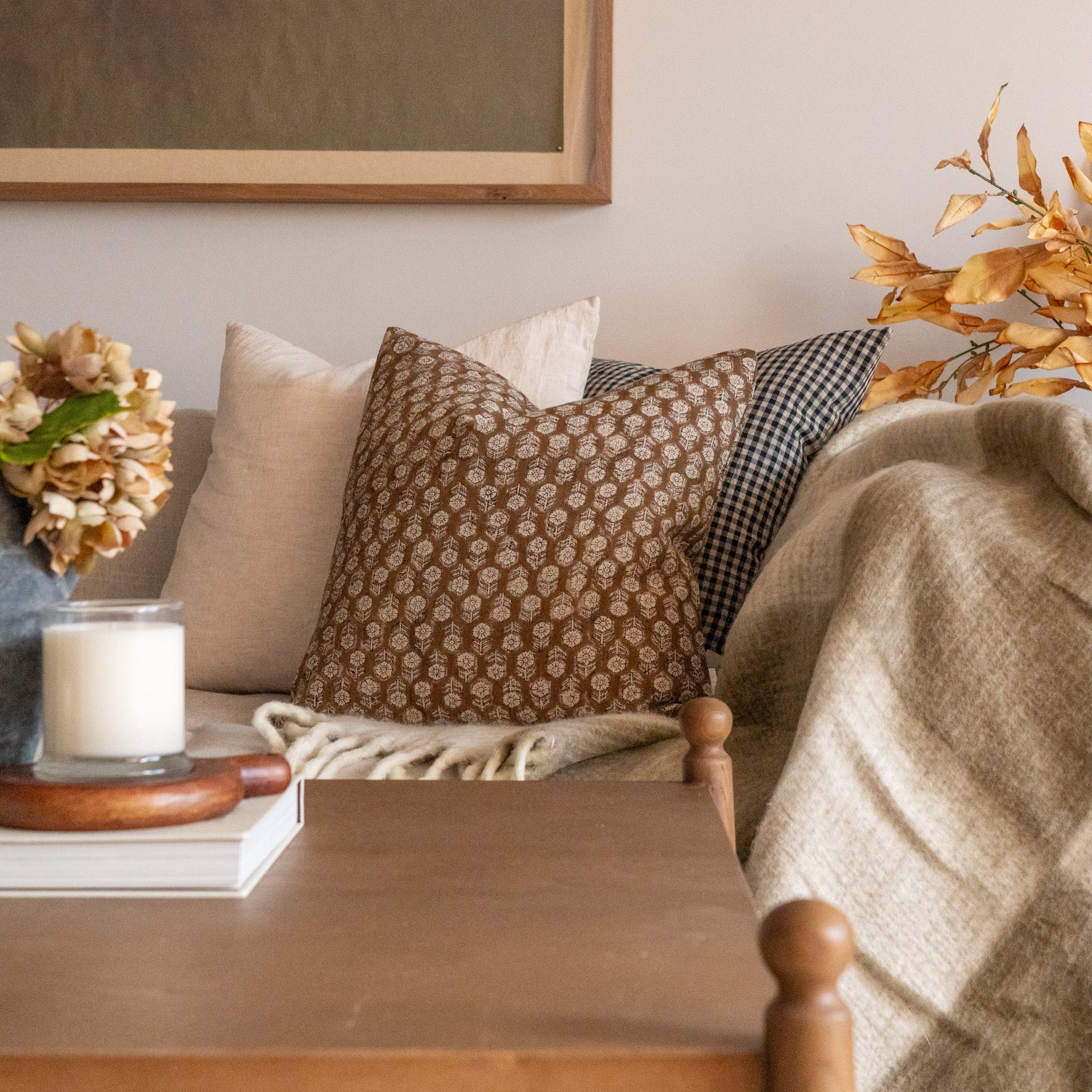 Betsy Block Print Pillow Cover 1-PILLOWS - block print - warm Rug & Weave Pillows