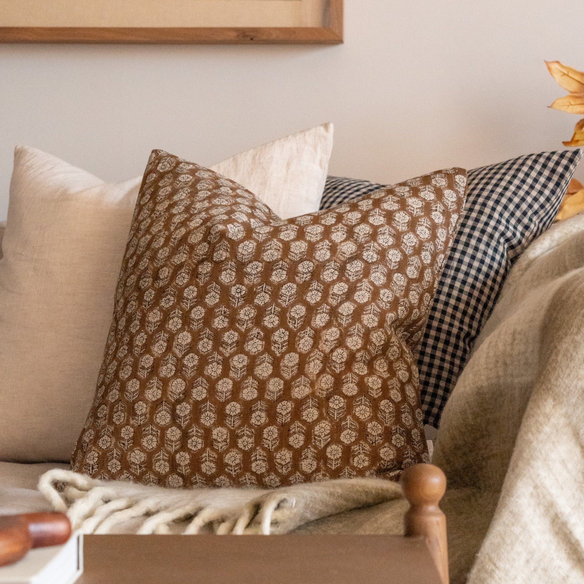 Betsy Block Print Pillow Cover - Double Sided 1-PILLOWS - block print - warm Rug & Weave Pillows