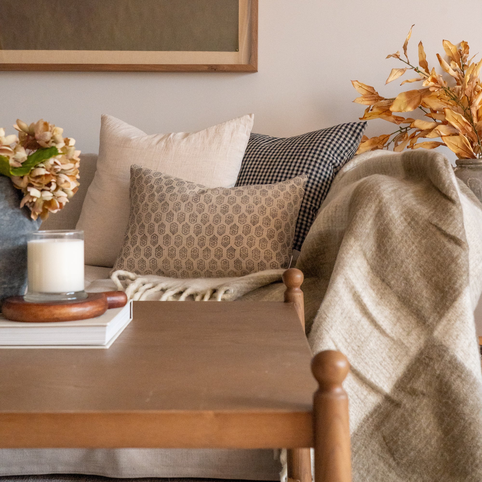 Dolly Block Print Pillow Cover - Double Sided 1 - PILLOWS - block print - neutral ORNA HOUSE