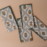 Block Print Cotton Napkins - set of 4 napkin set ORNA HOUSE Green
