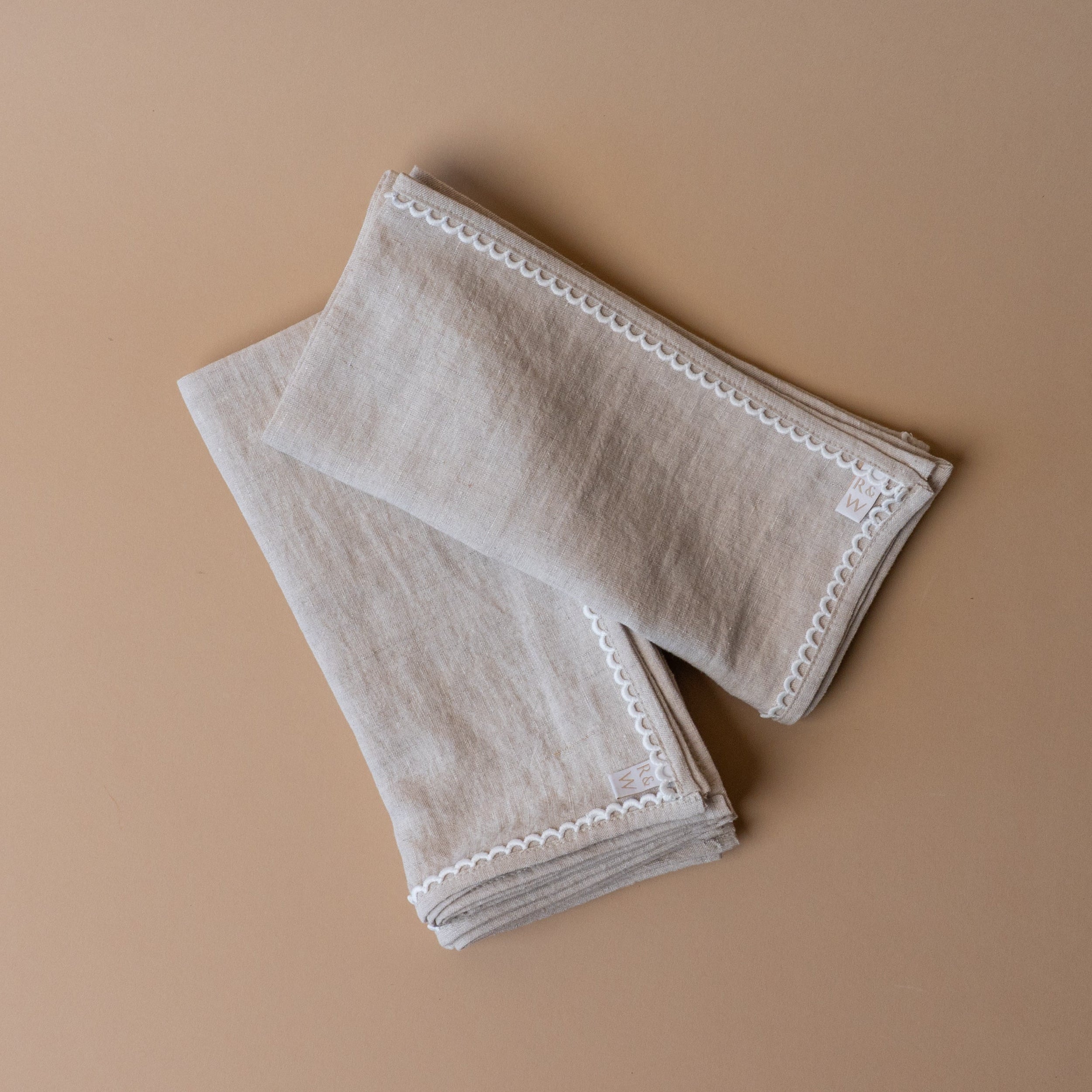 Oatmeal Linen Napkin Set with Lace Trim napkin set Rug & Weave