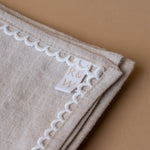 Oatmeal Linen Napkin Set with Lace Trim napkin set Rug & Weave Lace 1