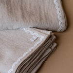 Oatmeal Linen Napkin Set with Lace Trim napkin set Rug & Weave