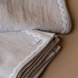 Oatmeal Linen Napkin Set with Lace Trim napkin set Rug & Weave