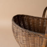 Dark Brown Oval Vintage Flower Basket basket Rug & Weave