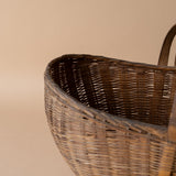 Dark Brown Oval Vintage Flower Basket basket Rug & Weave