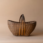 Dark Brown Oval Vintage Flower Basket basket Rug & Weave