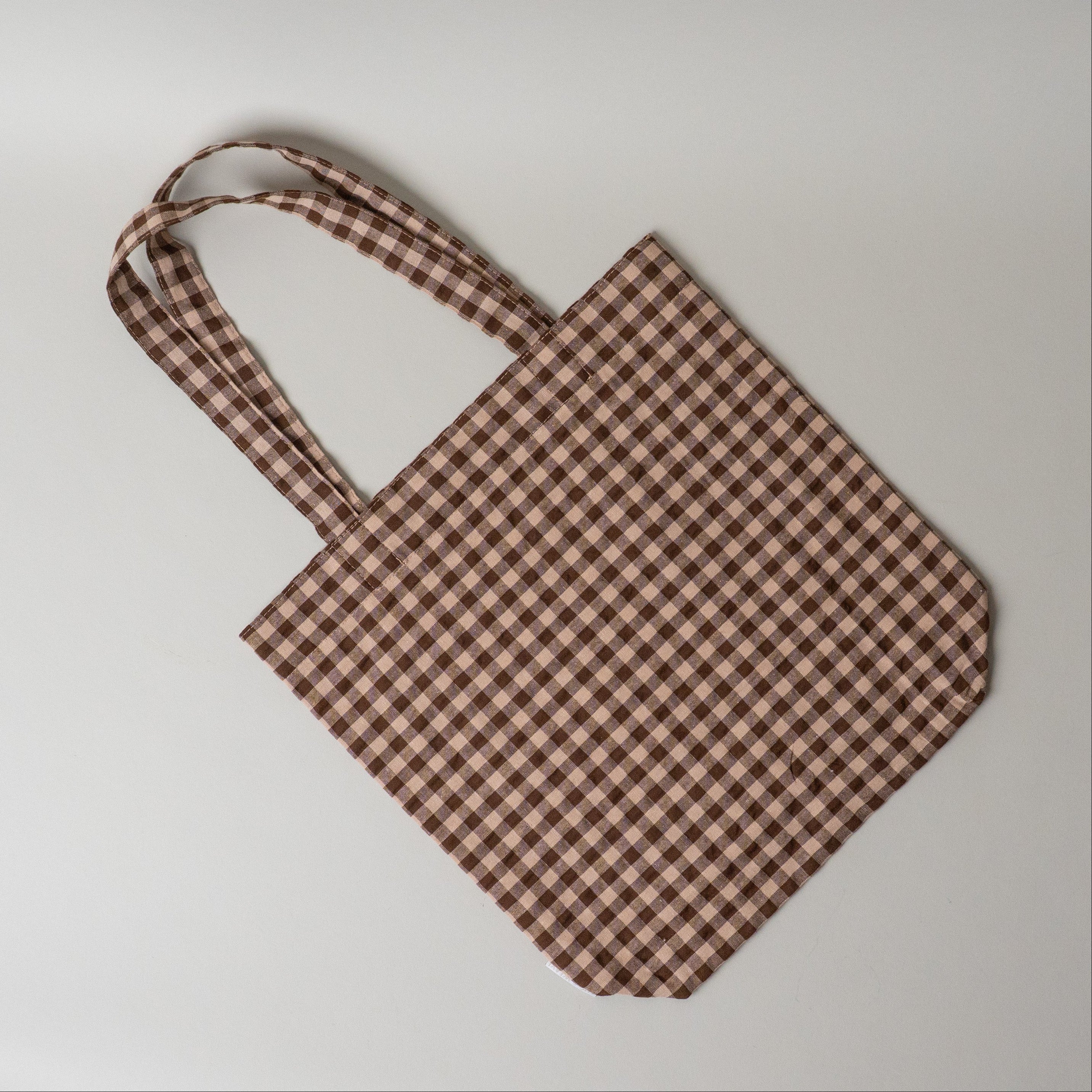 Everyday Gingham Tote Bag reusable bag Rug and Weave Pillows Brown