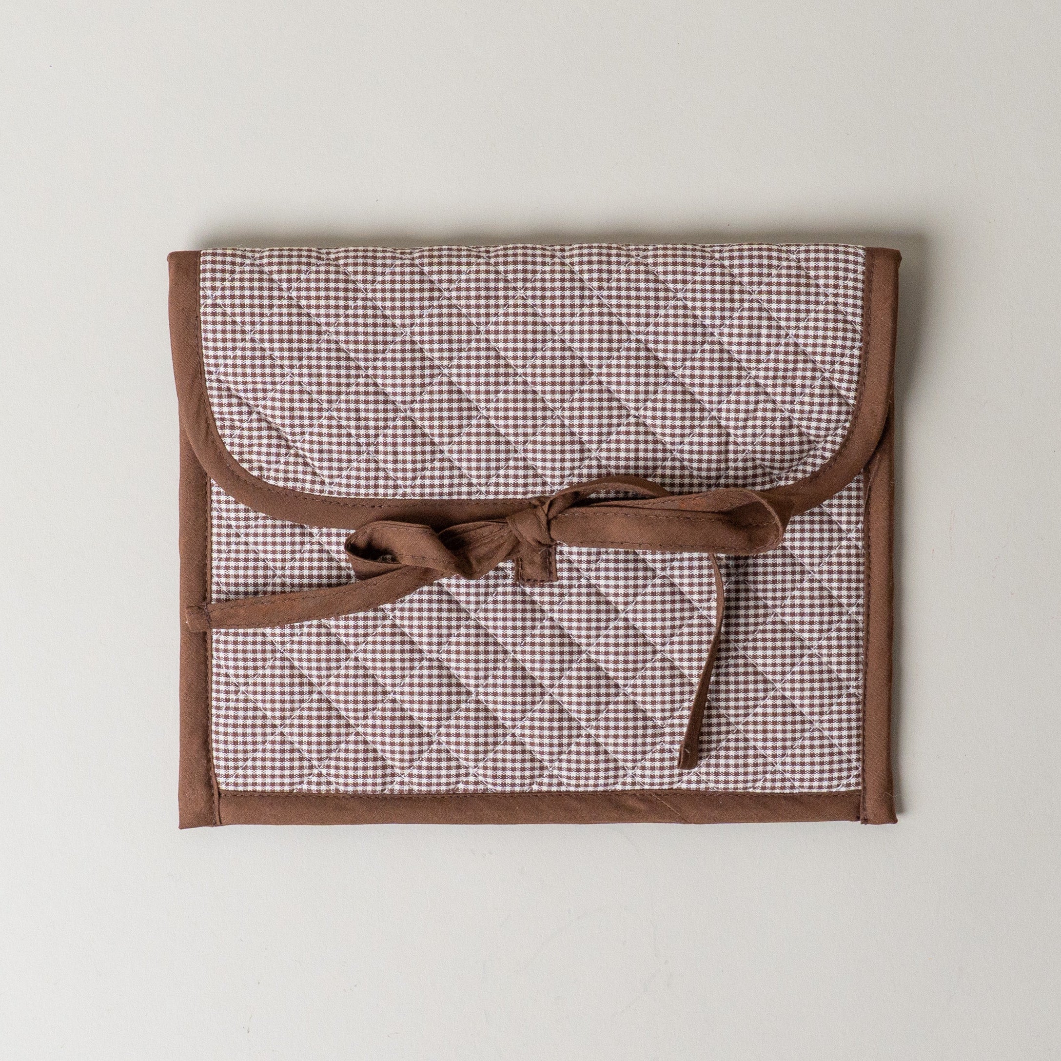 Quilted Gingham Kindle Sleeve kindle sleeve Rug & Weave Pillows Brown