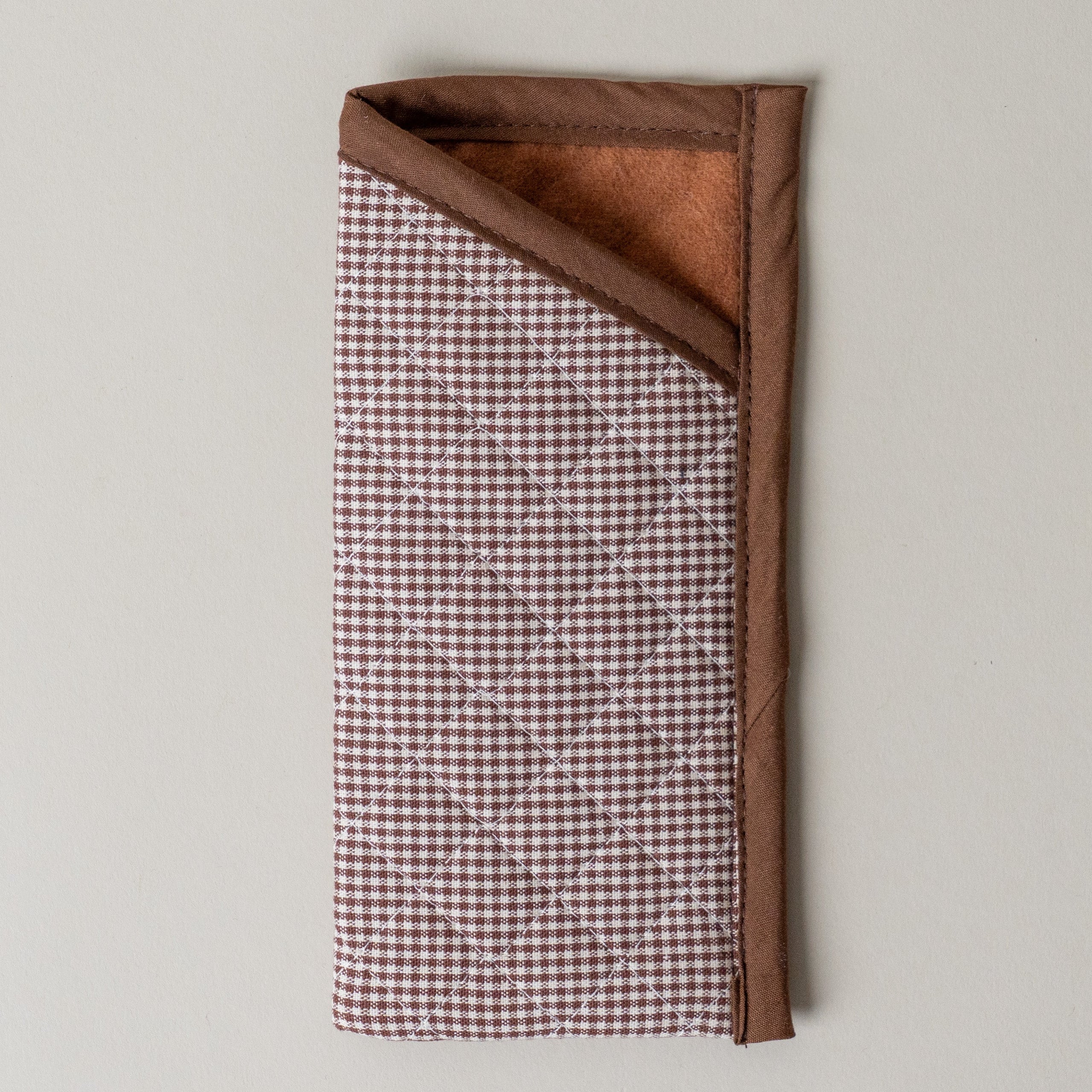 Quilted Gingham Glasses Sleeve glasses sleeve Rug & Weave Pillows Brown