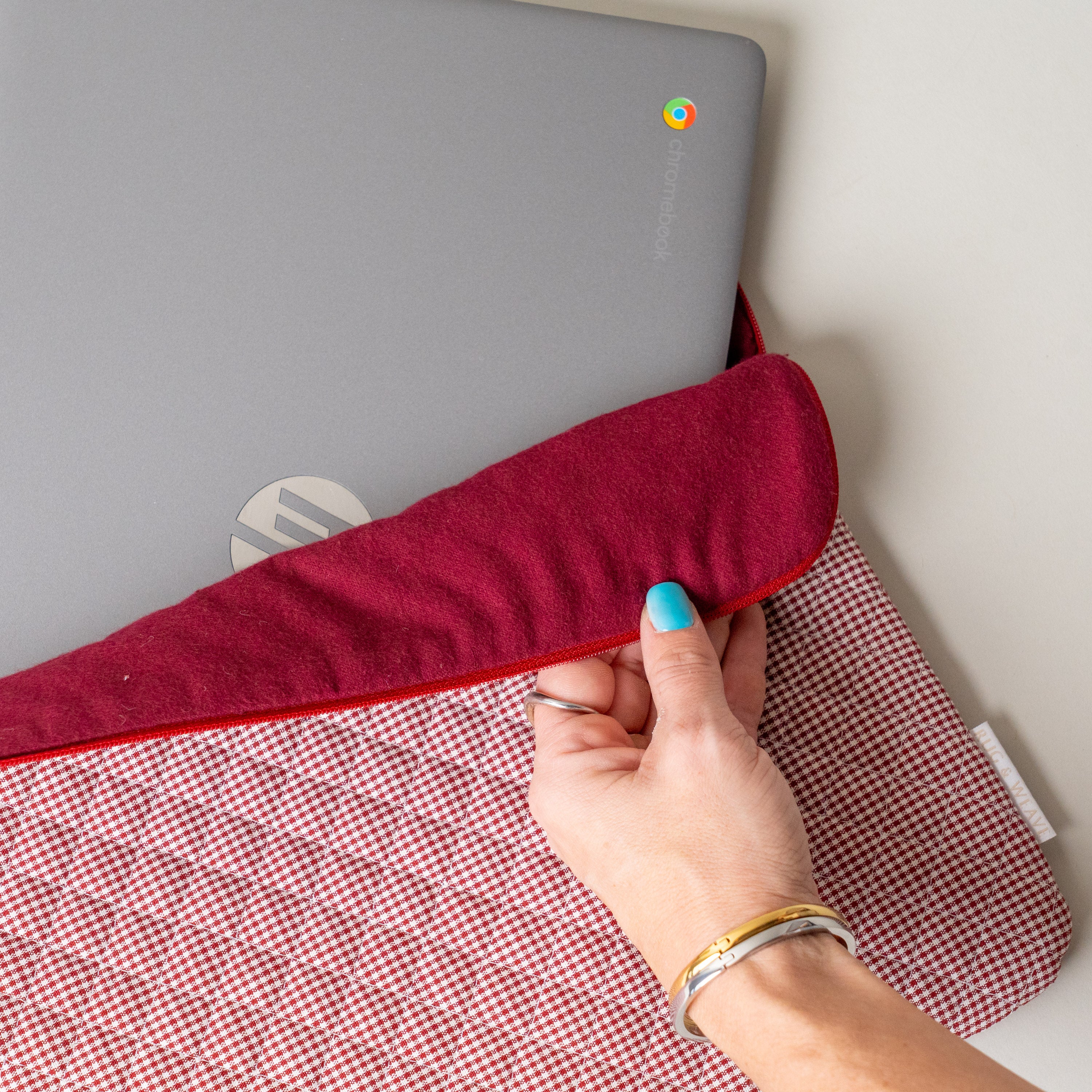 Quilted Gingham Laptop Sleeve laptop sleeve Rug & Weave Pillows