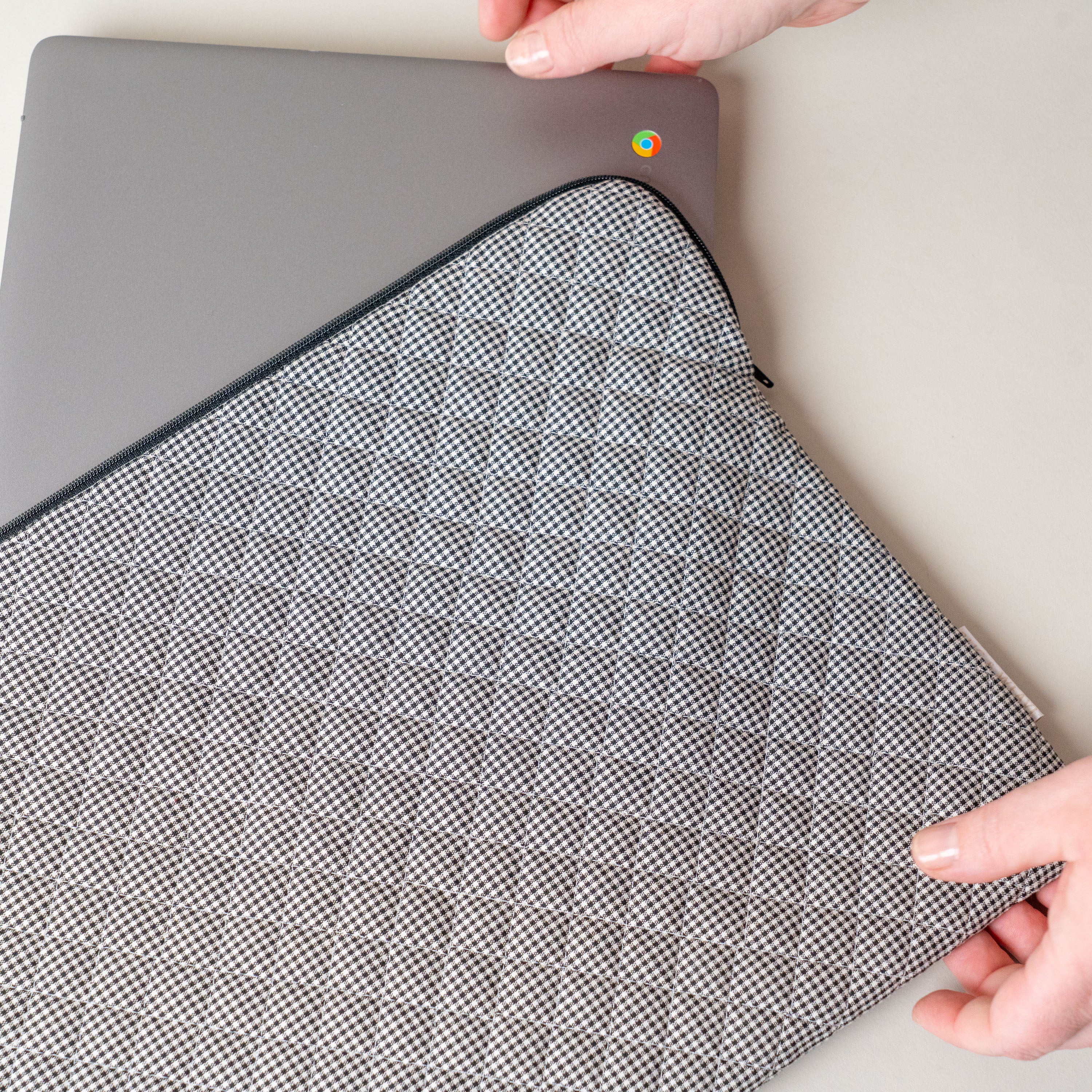 Quilted Gingham Laptop Sleeve laptop sleeve Rug & Weave Pillows