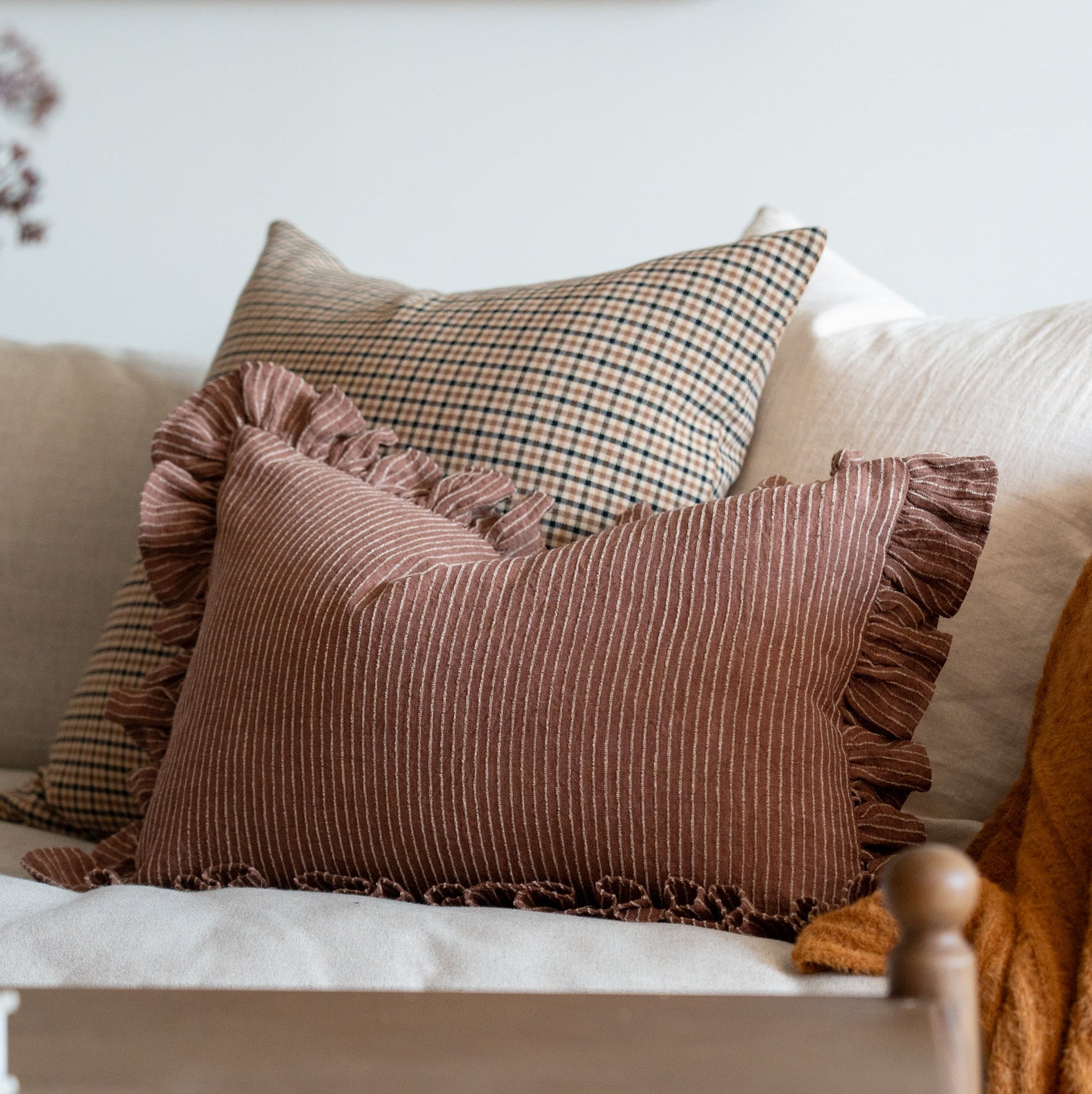 PRE ORDER: Cordelia Ruffle Pillow Cover 2 - PILLOWS - linen - warm Rug & Weave Pillows