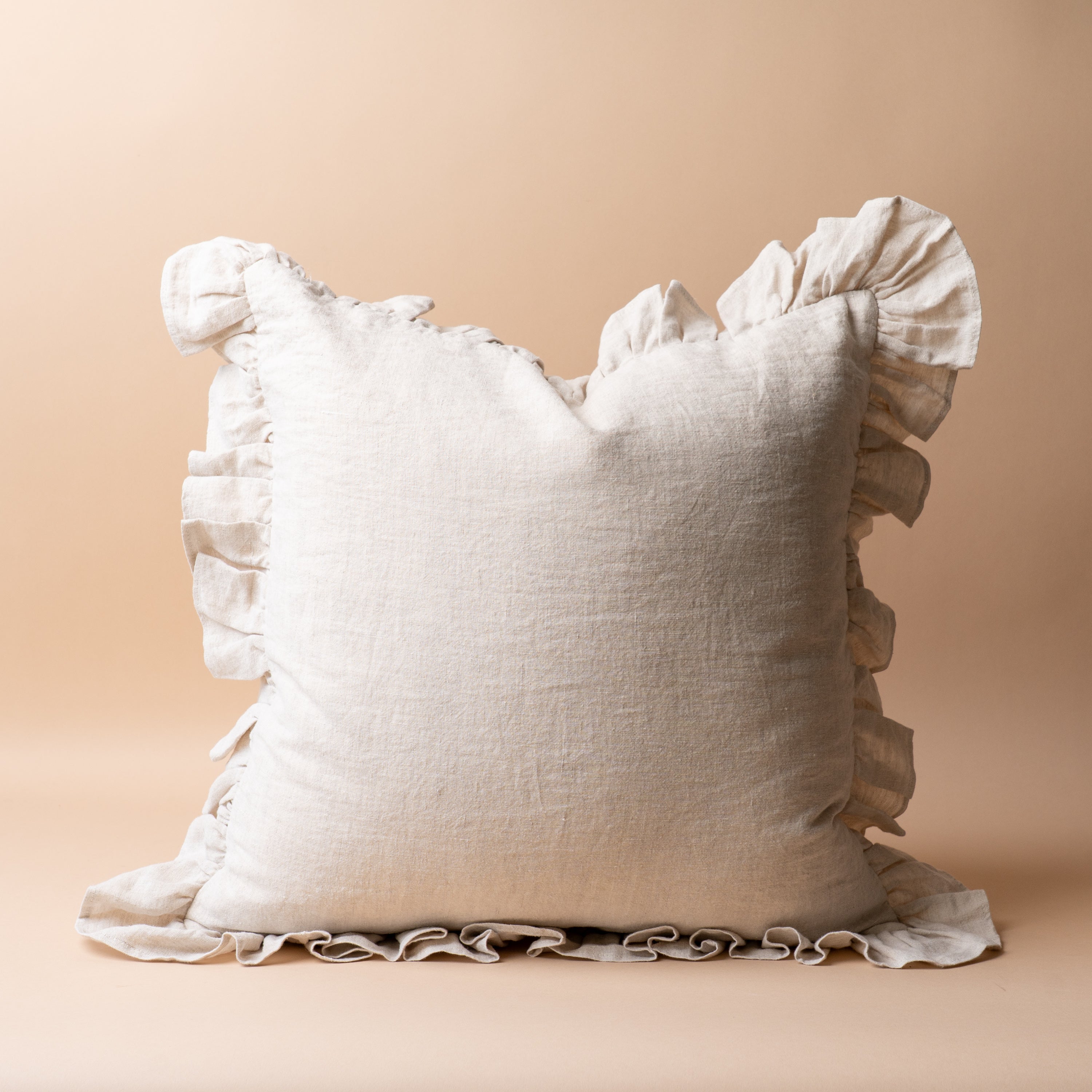 Oatmeal Ruffle Pillow Cover 1 - PILLOWS - Linen - neutral Rug & Weave Pillows