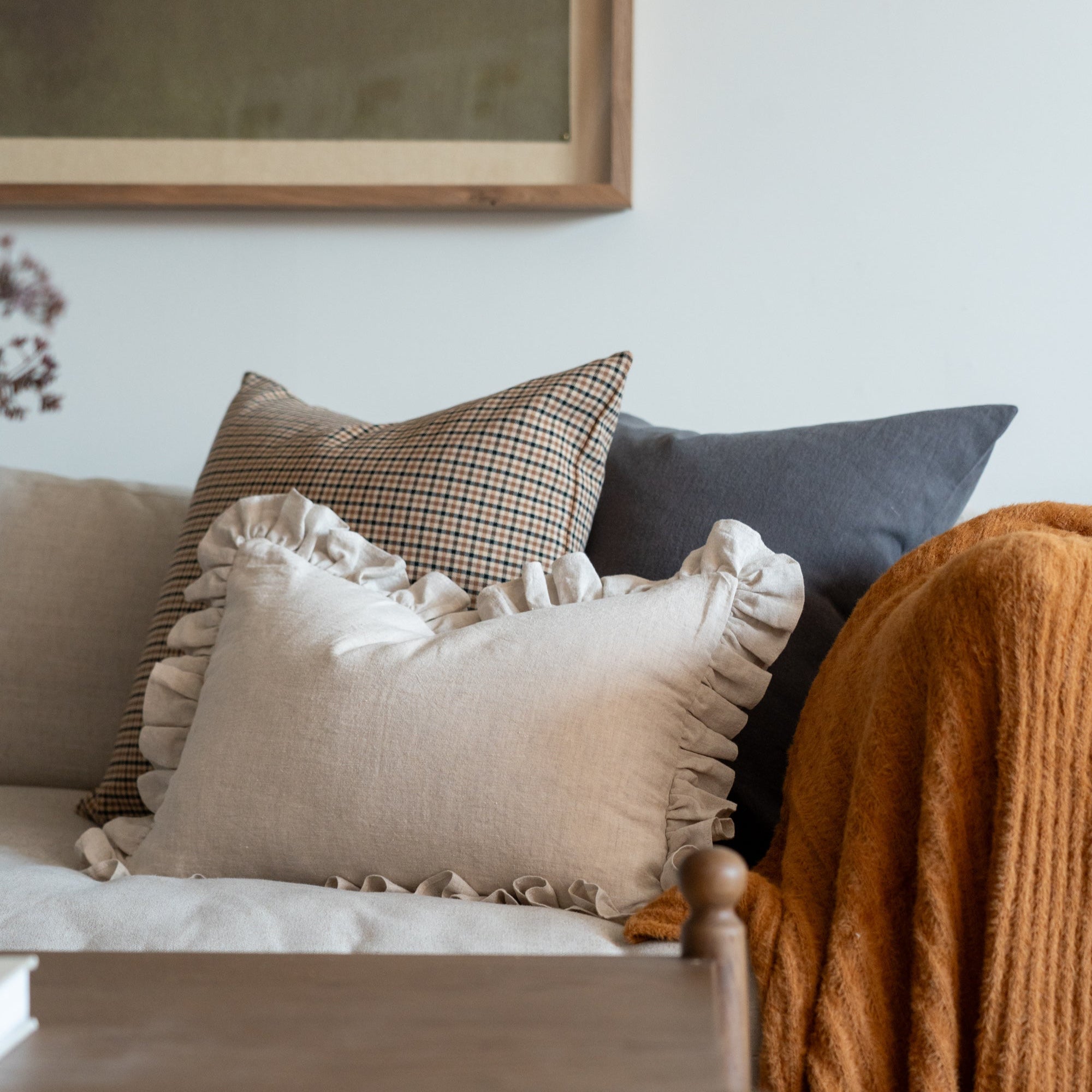 Oatmeal Ruffle Pillow Cover 1 - PILLOWS - Linen - neutral Rug & Weave Pillows