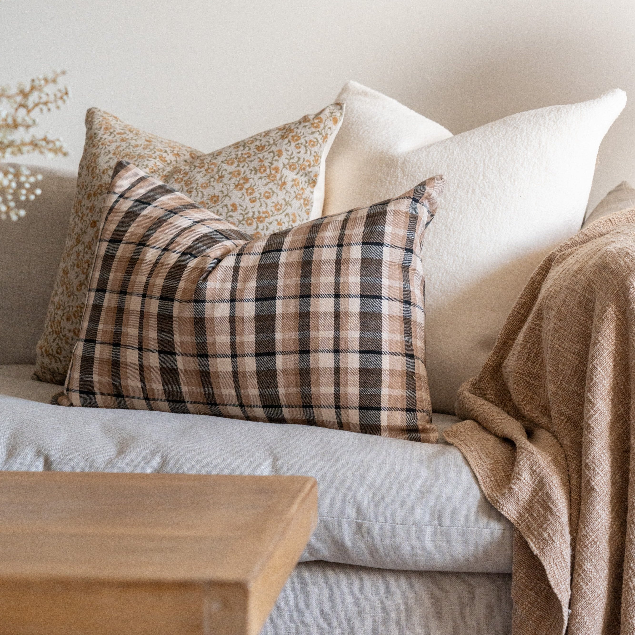 Austin Plaid Pillow Cover 1 - PILLOWS - linen - neutral Rug & Weave Pillows
