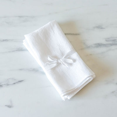 White linen napkin set - 4