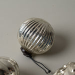 Silver Ribbed Ball Ornament CHRISTMAS 2025 Indaba