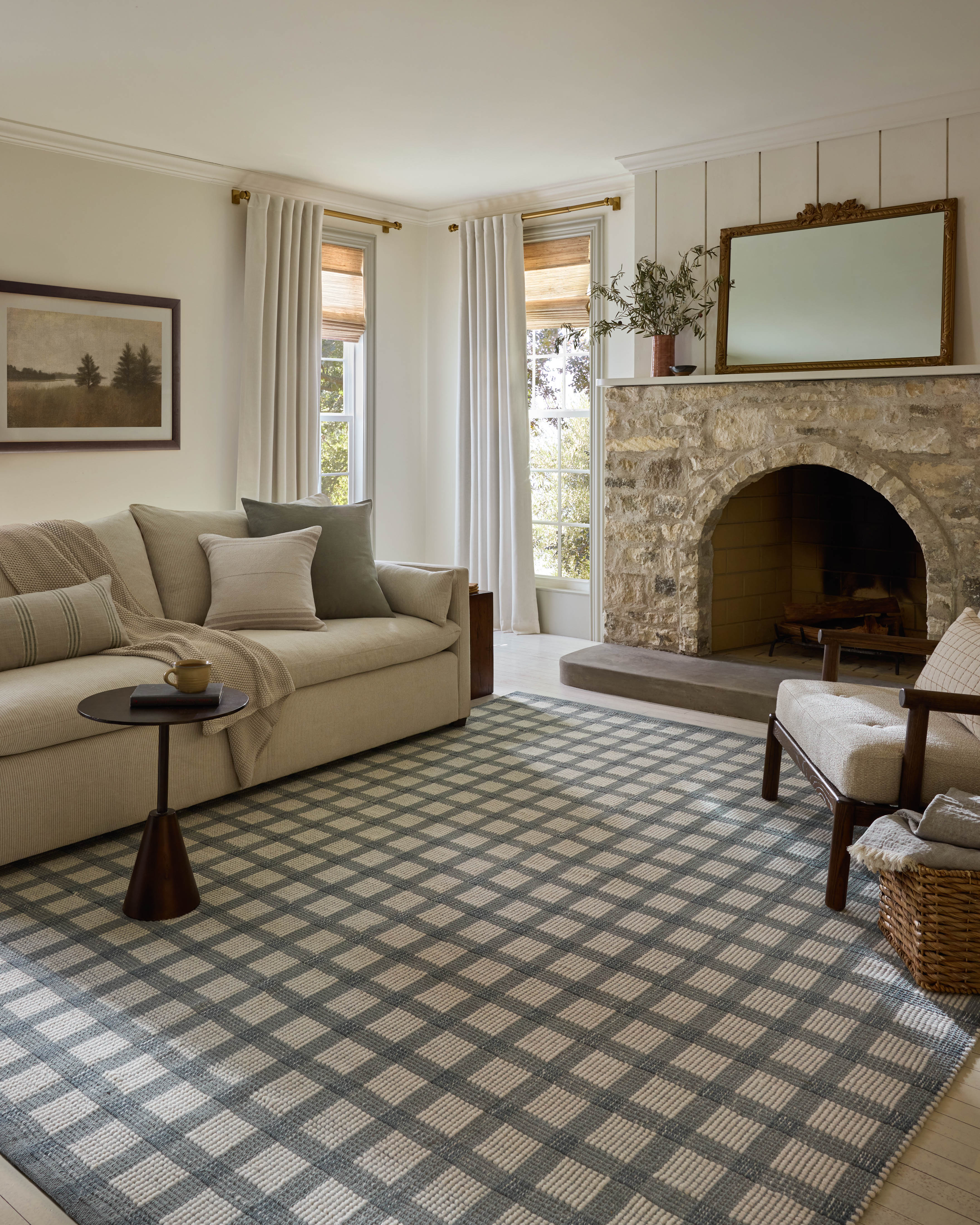Magnolia Home by Joanna Gaines x Loloi Ryder Blue / Ivory Rug RUGS - cotton Loloi 18" x 18" sample