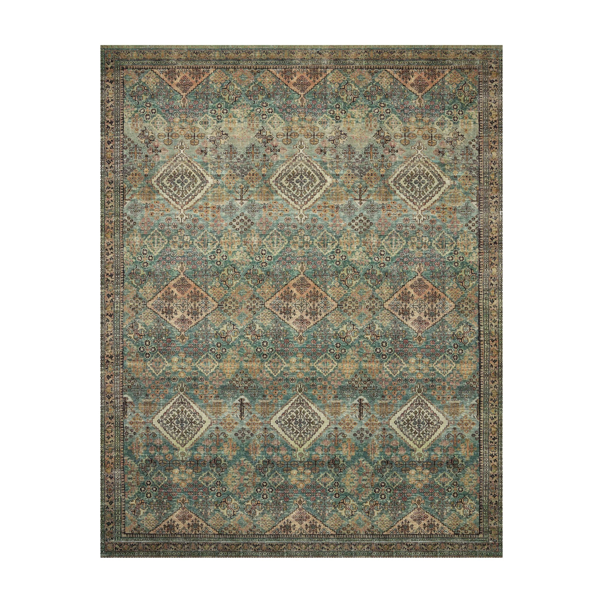 Joanna Gaines x Loloi Sinclair Turquoise / Multi Rug, 18" x 18"
