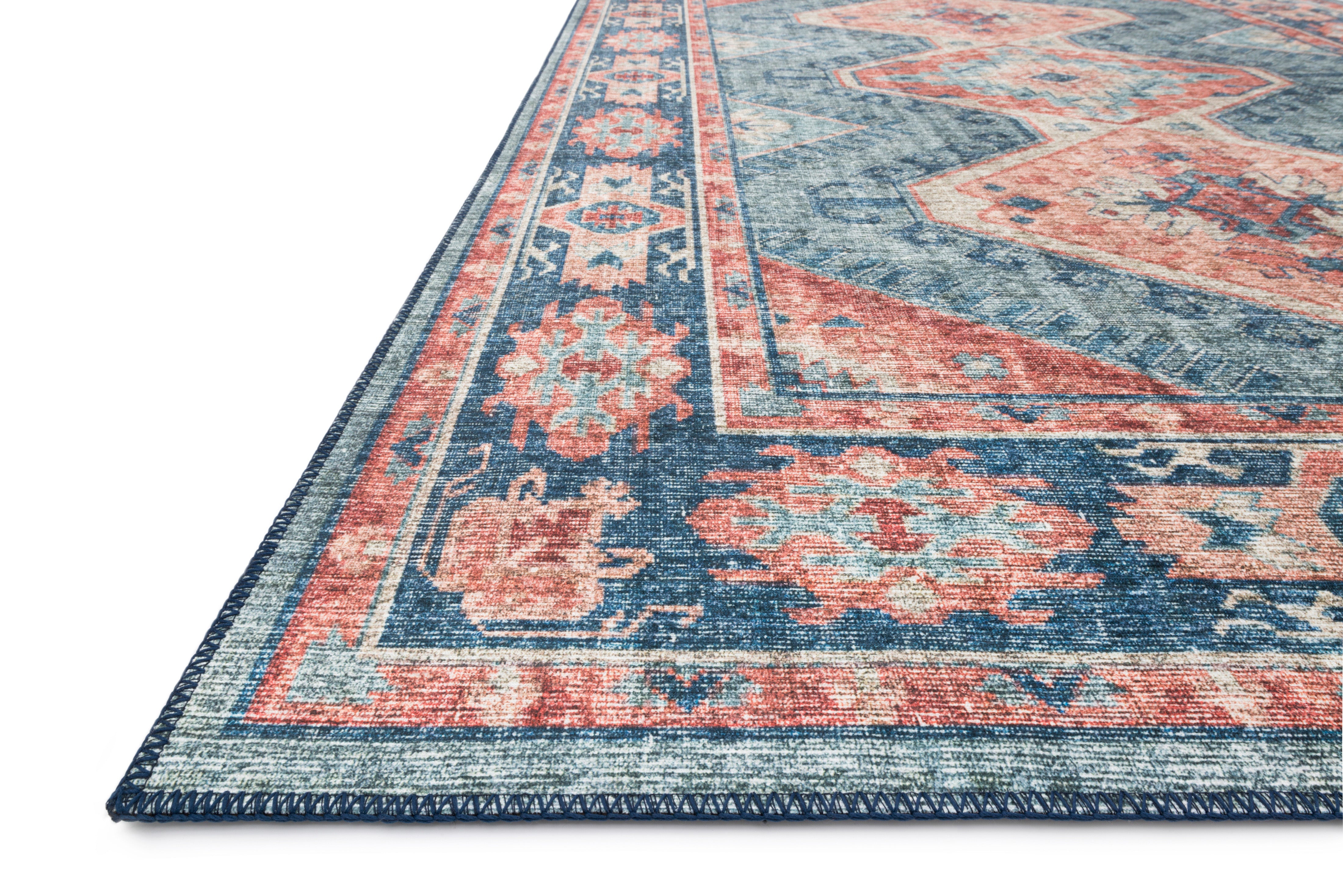 Loloi Skye Turquoise / Terracotta Oval Rug RUGS - synthetic Loloi