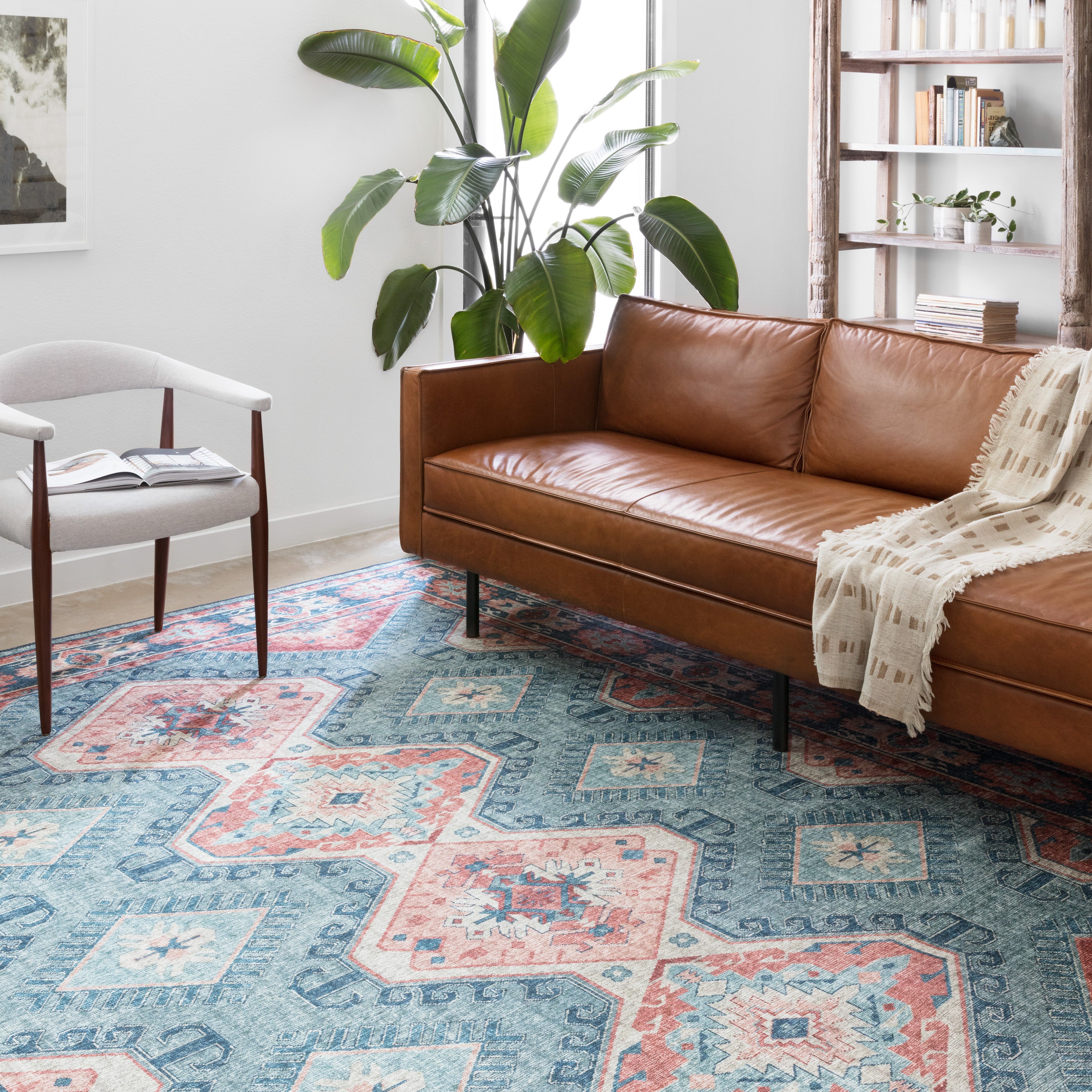 Loloi Skye Turquoise / Terracotta Oval Rug RUGS - synthetic Loloi