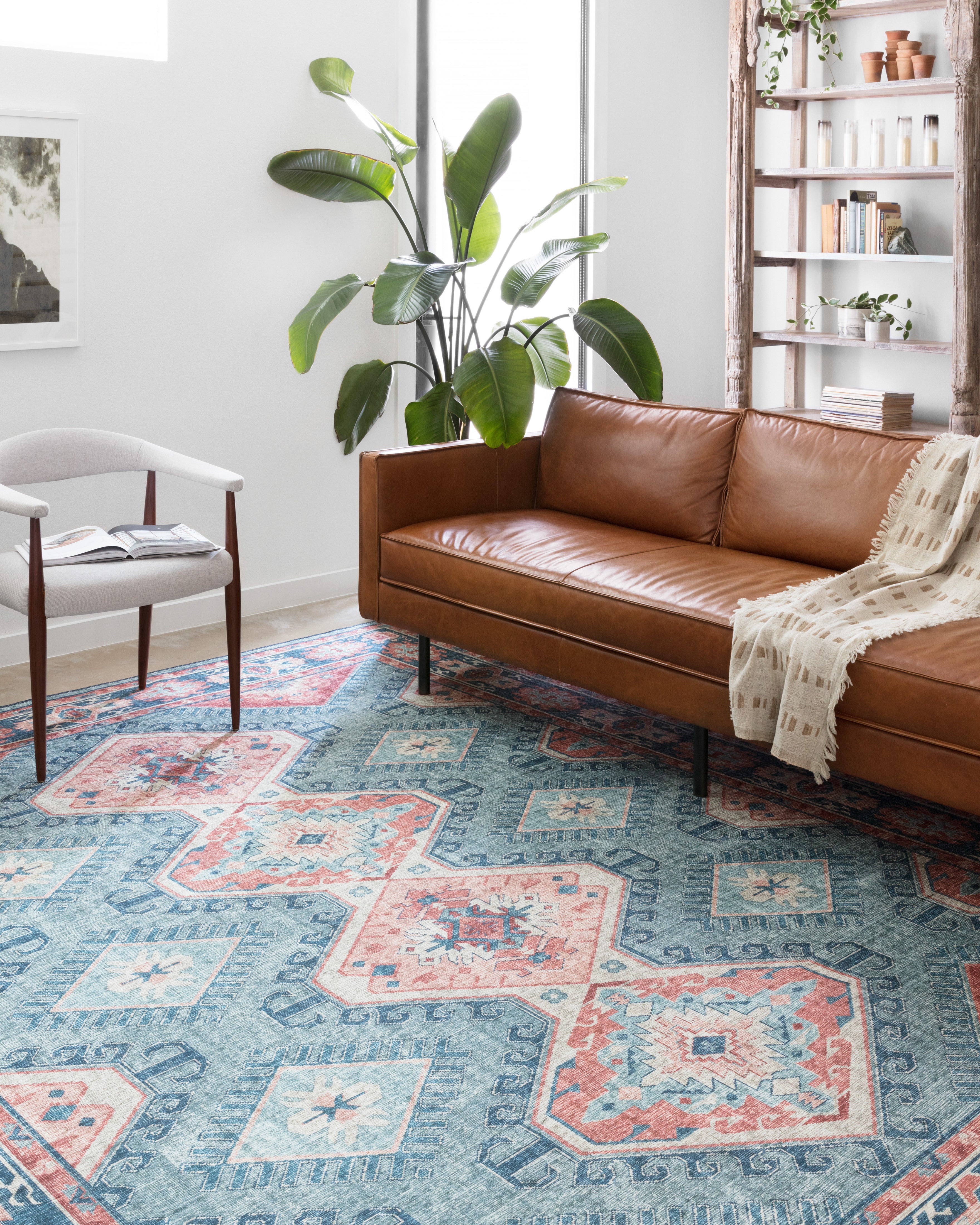 Loloi Skye Turquoise / Terracotta Oval Rug RUGS - synthetic Loloi