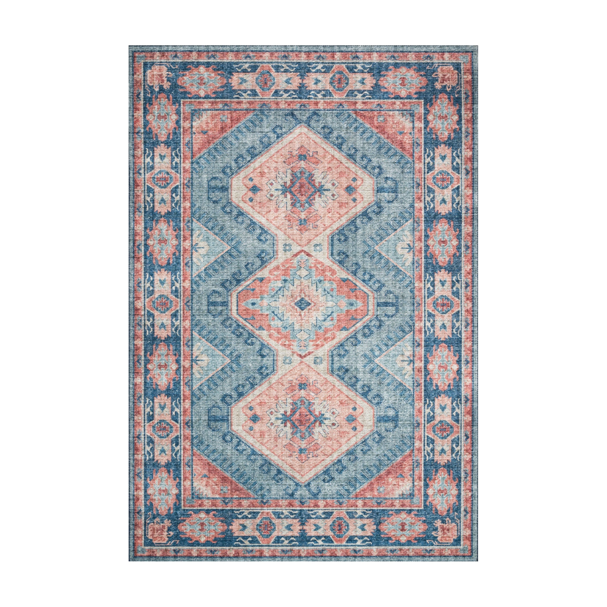 Loloi Skye Turquoise / Terracotta Oval Rug RUGS - synthetic Loloi 7' x 9' Oval