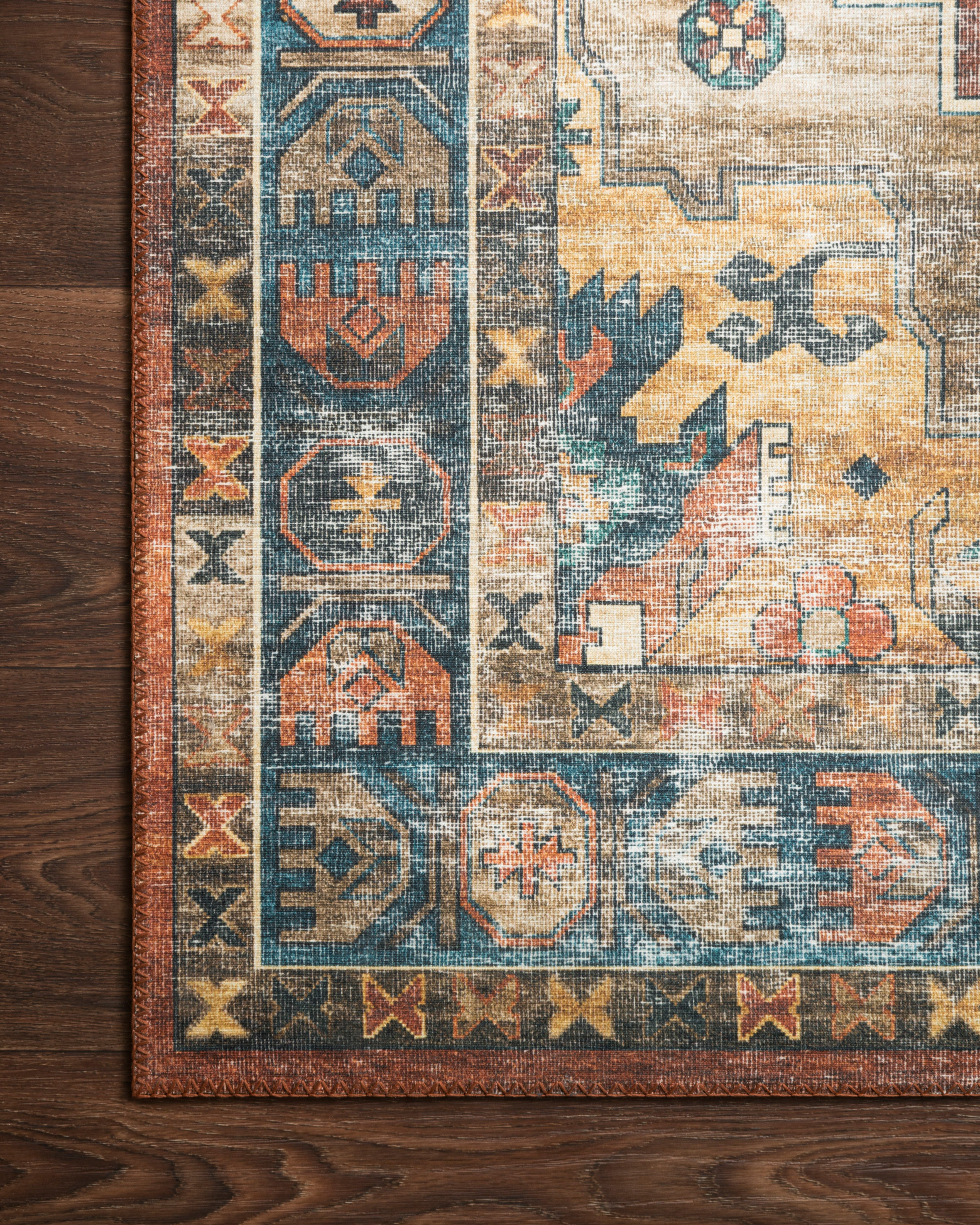 Loloi Skye Rust / Blue Rug RUGS - synthetic Loloi
