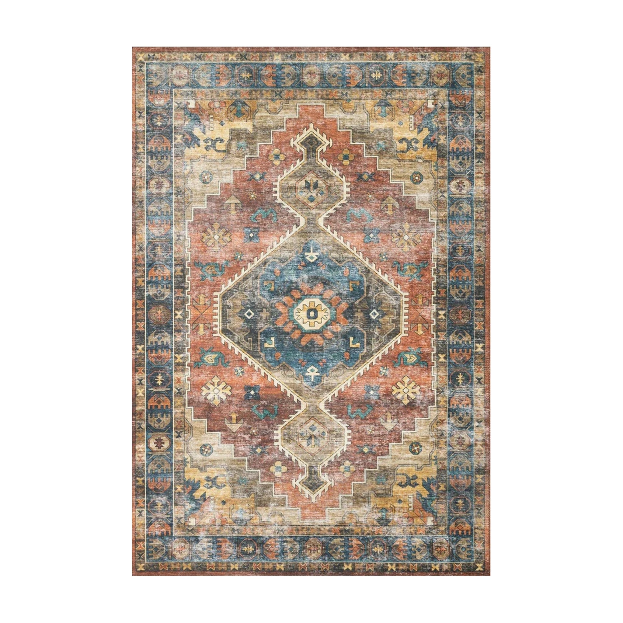 Loloi Skye Rust / Blue Rug RUGS - synthetic Loloi 18" x 18"