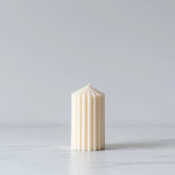 Ivory Ribbed Pillar Candle - Rug & Weave