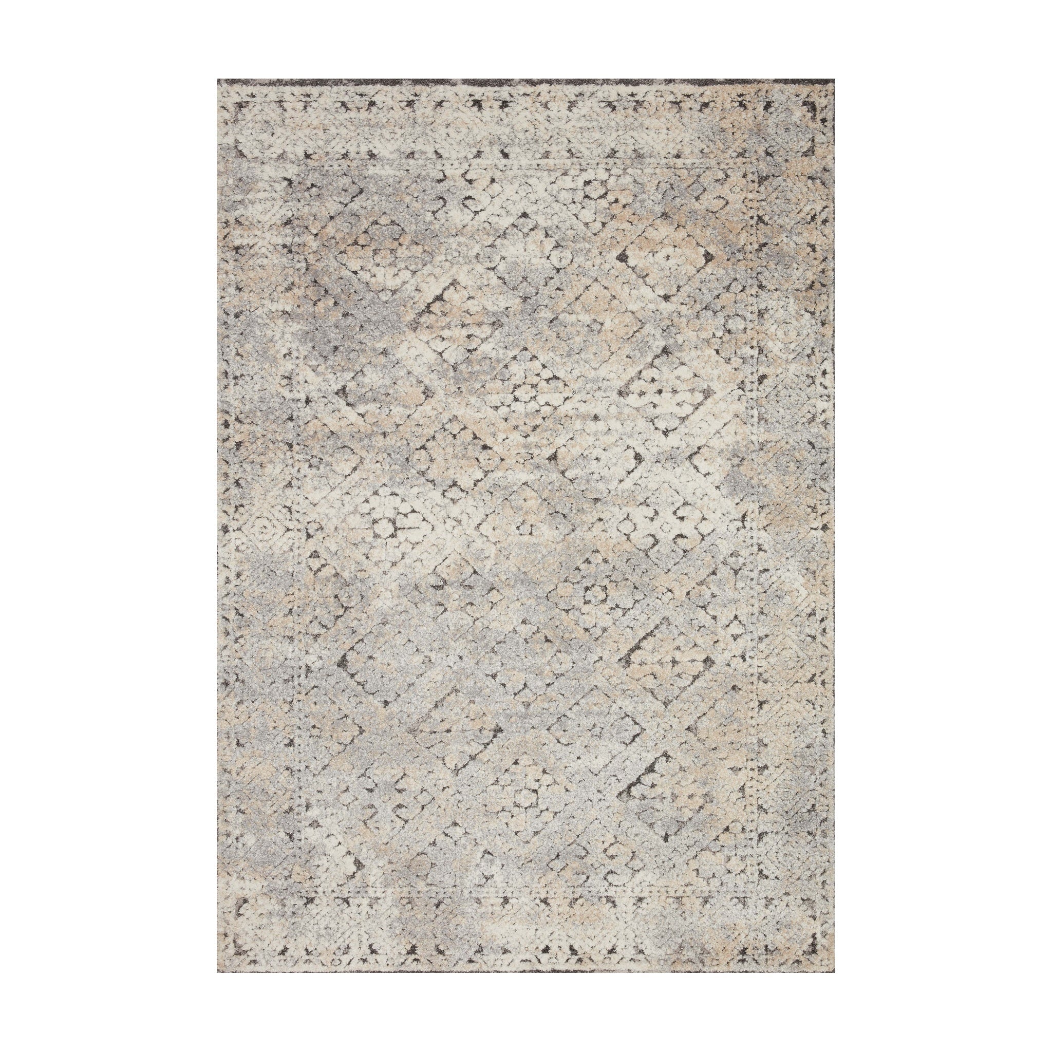 Loloi Theory Grey / Sand Rug RUGS - synthetic Loloi 18" x 18"