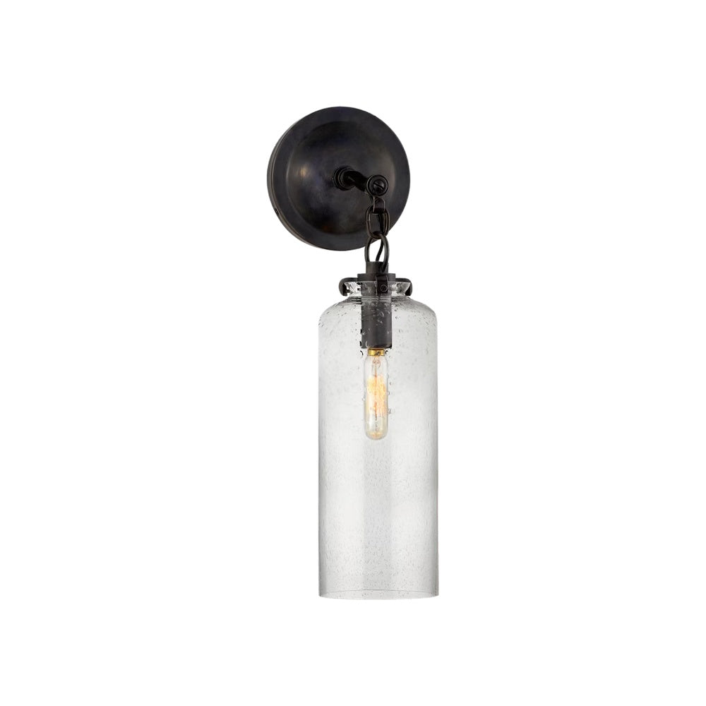 Katie Small Cylinder Sconce LIGHTING - sconce Visual Comfort - Signature Bronze Seeded Glass