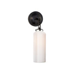 Katie Small Cylinder Sconce LIGHTING - sconce Visual Comfort Bronze White Glass