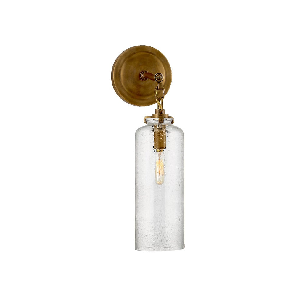 Katie Small Cylinder Sconce LIGHTING - sconce Visual Comfort Hand-Rubbed Antique Brass Seeded Glass