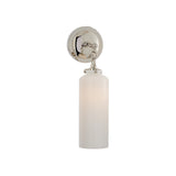 Katie Small Cylinder Sconce LIGHTING - sconce Visual Comfort Polished Nickel White Glass