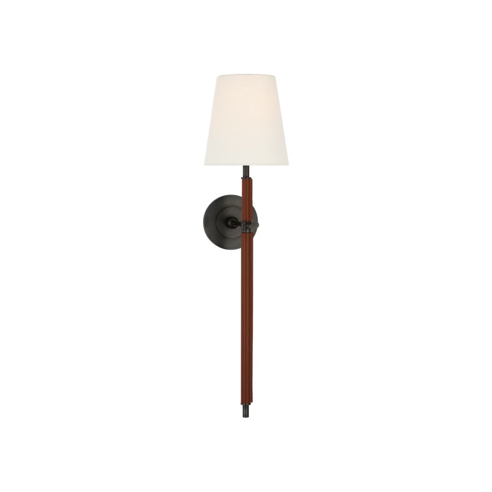 Bryant Large Wrapped Tail Sconce LIGHTING - sconce Visual Comfort - Signature Bronze and Saddle Leather