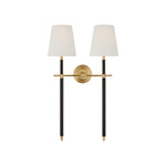 Bryant Large Wrapped Double Tail Sconce LIGHTING - sconce Visual Comfort - Signature Hand-Rubbed Antique Brass and Chocolate Leather