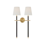Bryant Large Wrapped Double Tail Sconce LIGHTING - sconce Visual Comfort - Signature Hand-Rubbed Antique Brass and Chocolate Leather