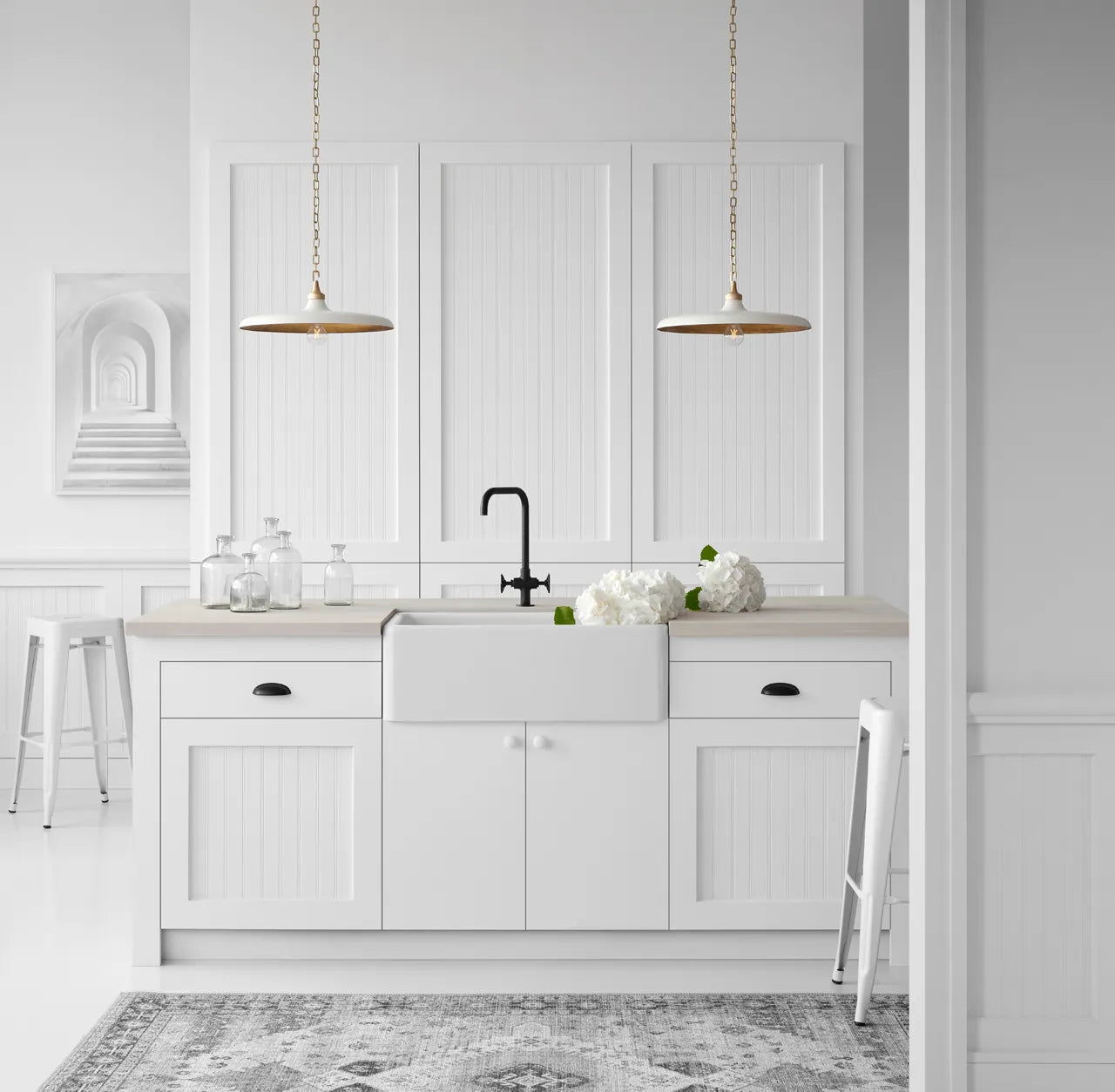 STORE FIXTURE - Piatto Medium Pendant - Brass/Plaster White LIGHTING - store fixture Visual Comfort - Signature