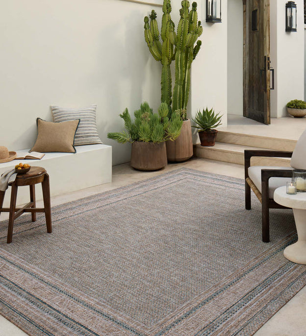Amber Lewis x Loloi Topanga Natural / Teal Rug 5-Rugs - indoor/outdoor Loloi