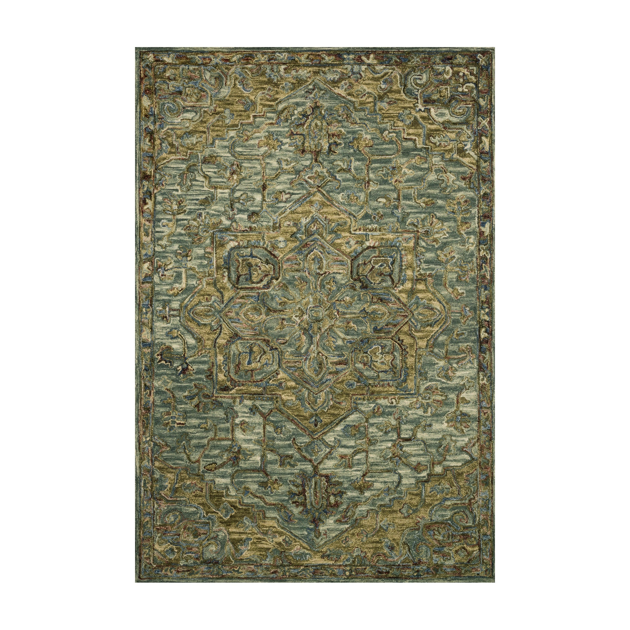 Loloi Victoria Dark Green / Tobacco Rug RUGS - wool Loloi 18" x 18"