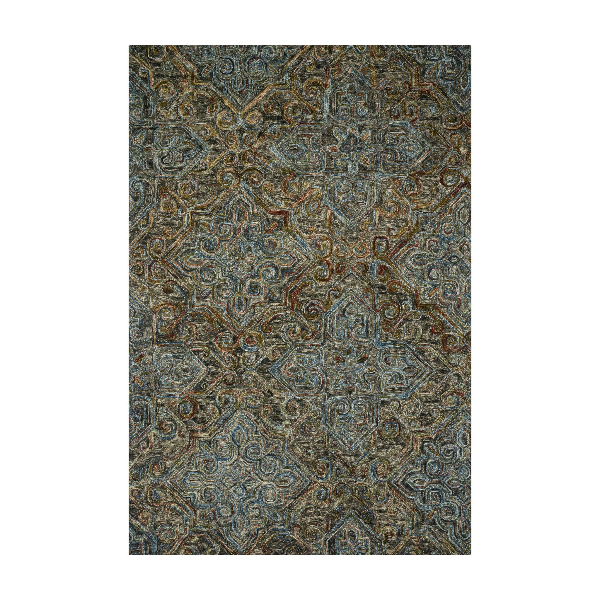 Loloi Victoria Charcoal / Multi Rug RUGS - wool Loloi 18" x 18"